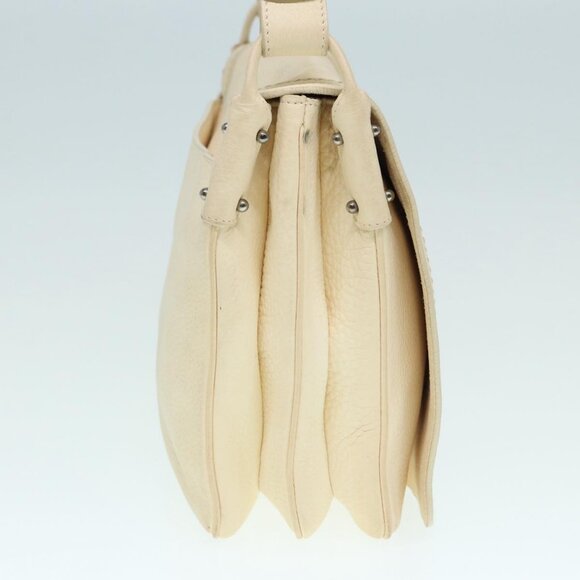 Salvatore Ferragamo Gancini Shoulder Bag Leather White Silver Auth - Picture 4 of 16